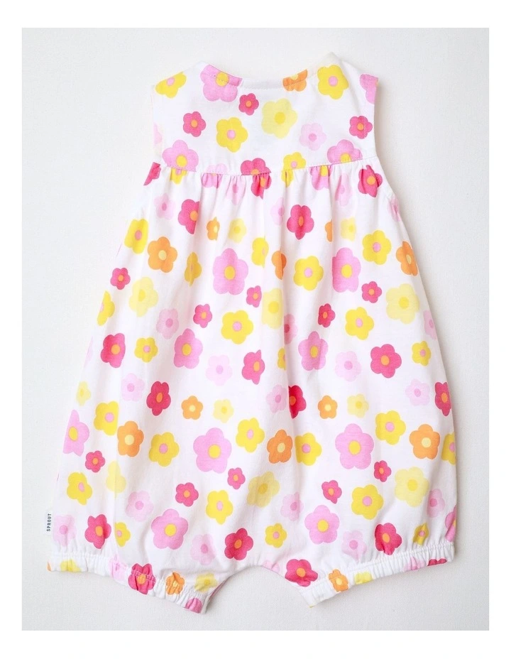 Floral Romper in White image 4
