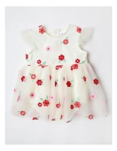 Occasion Floral Tulle Bodysuit in Cream