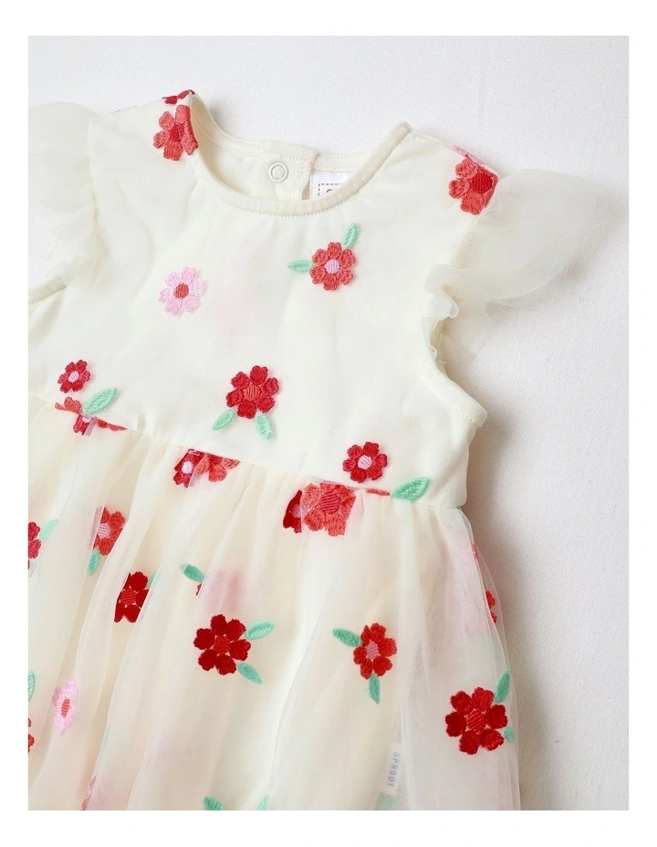 Occasion Floral Tulle Bodysuit in Cream image 2