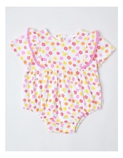 Ditsy Crinkle Top in Pink