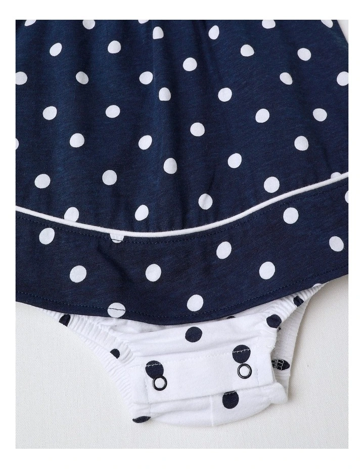 Polka Dot Bow Jersey Bodysuit in Navy image 4