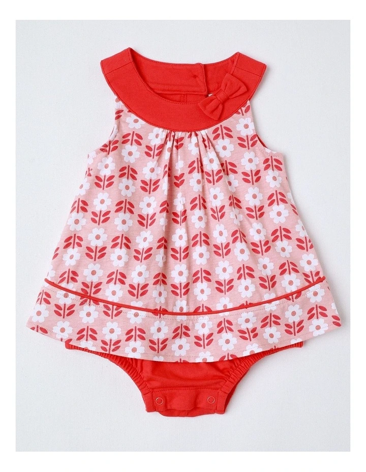 Flower Bow Jersey Bodysuit in Red image 1