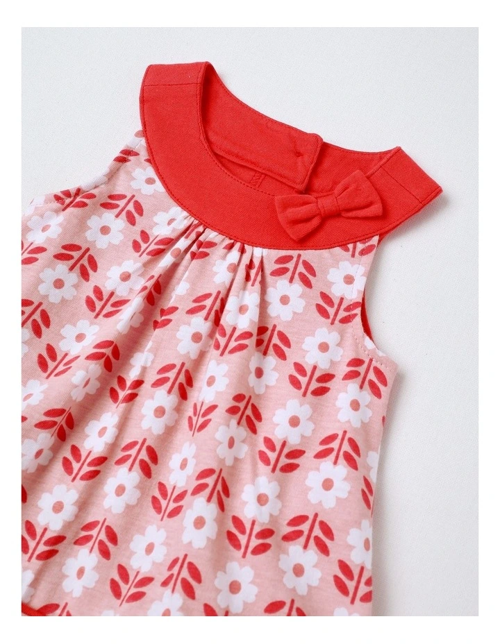 Flower Bow Jersey Bodysuit in Red image 2