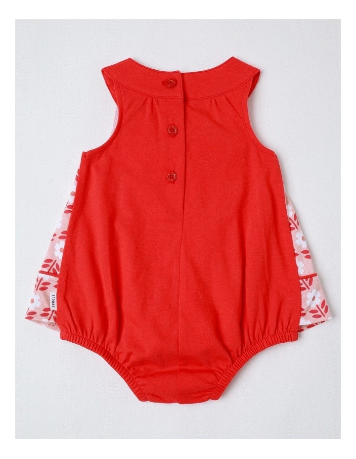 Flower Bow Jersey Bodysuit in Red image 3