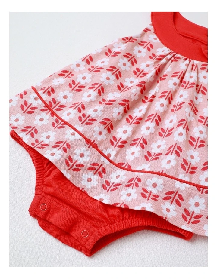 Flower Bow Jersey Bodysuit in Red image 4