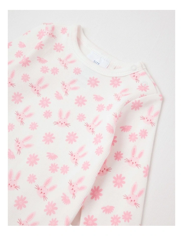 Essential Rib Bunny Bodysuit in White image 2