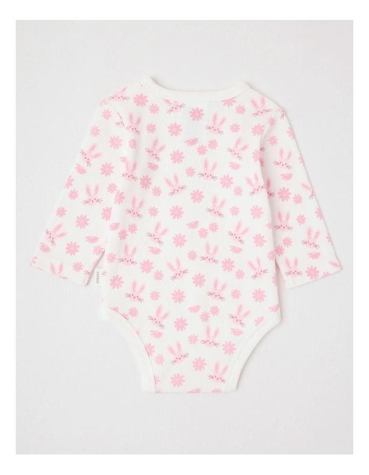 Essential Rib Bunny Bodysuit in White image 3