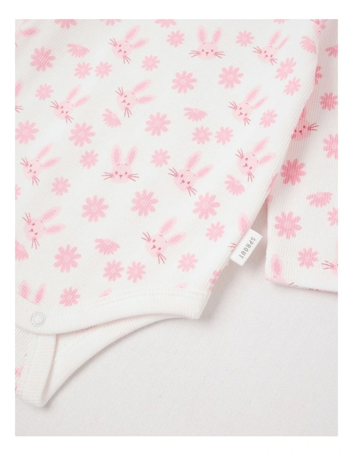 Essential Rib Bunny Bodysuit in White image 4