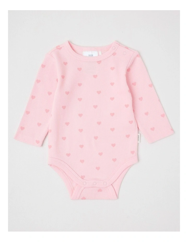 Essential Rib Heart Bodysuit in Blush image 1