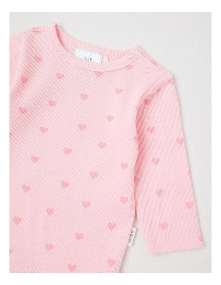 Essential Rib Heart Bodysuit in Blush image 2