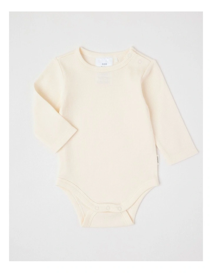 Essential Rib Solid Bodysuit in Cream image 1