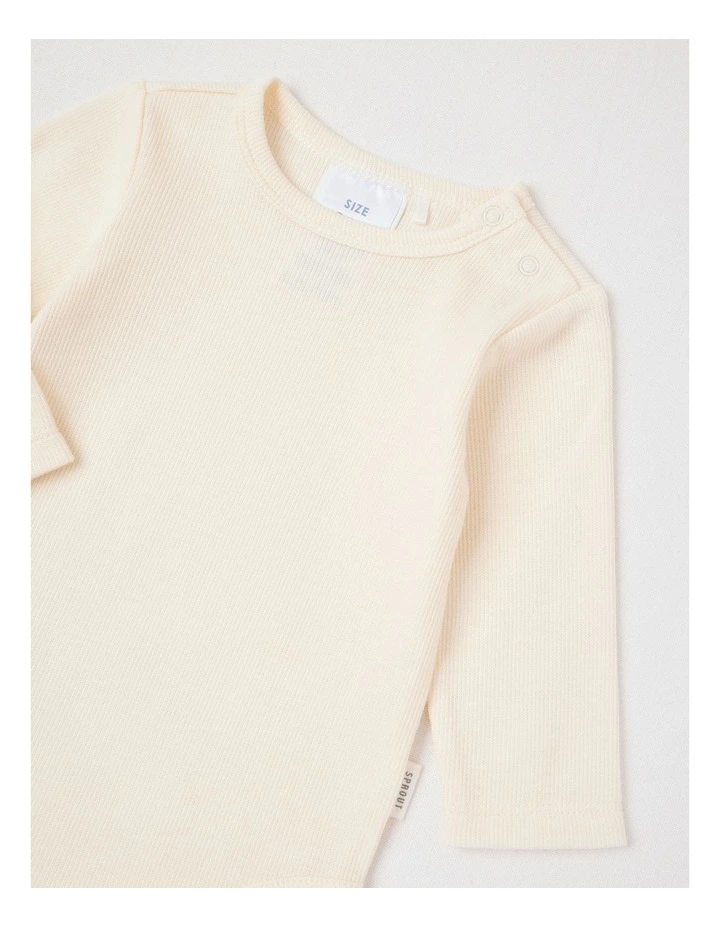 Essential Rib Solid Bodysuit in Cream image 2