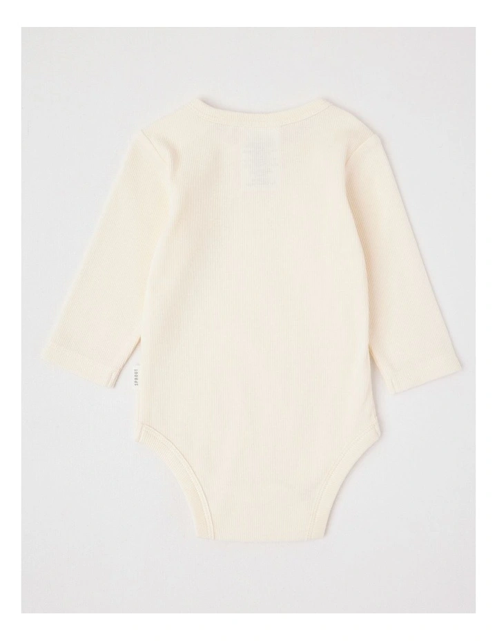 Essential Rib Solid Bodysuit in Cream image 3