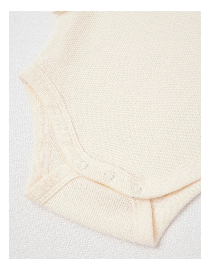 Essential Rib Solid Bodysuit in Cream image 4