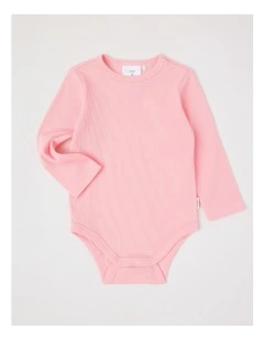 Essential Rib Solid Bodysuit in Pale Pink