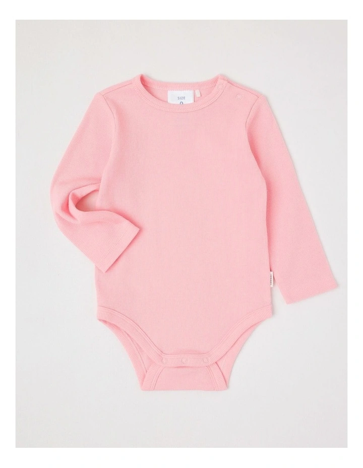 Essential Rib Solid Bodysuit in Pale Pink image 1