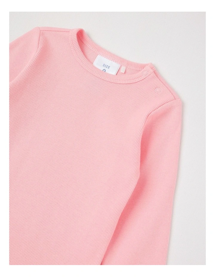 Essential Rib Solid Bodysuit in Pale Pink image 2