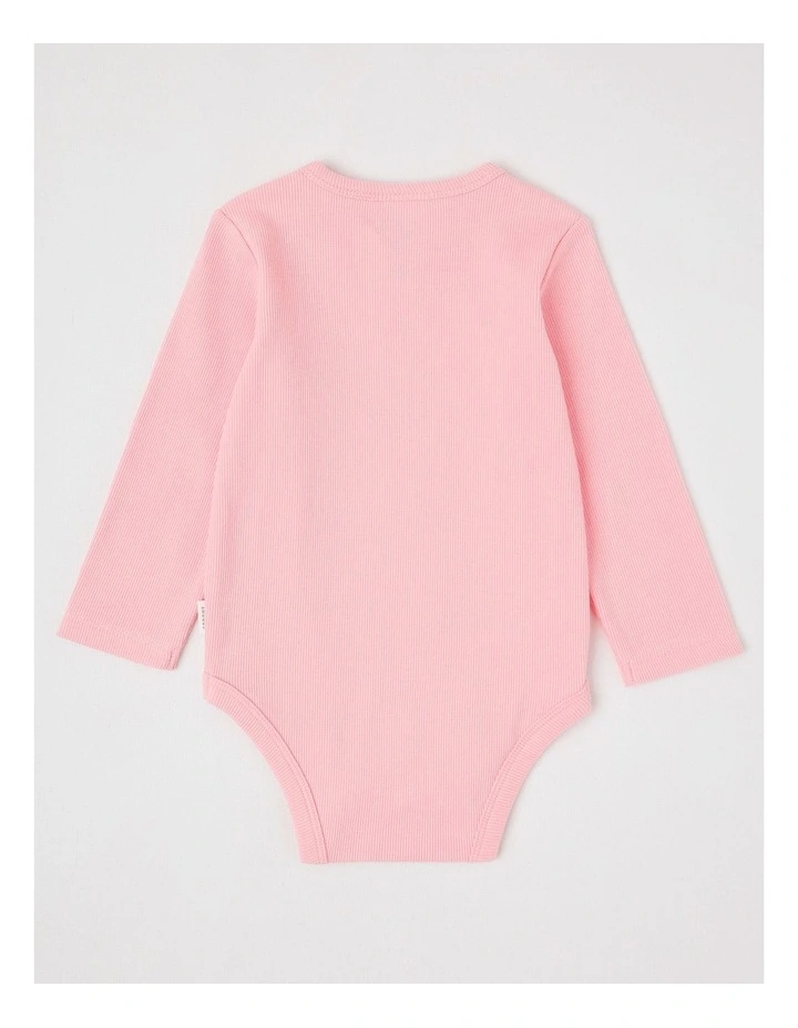 Essential Rib Solid Bodysuit in Pale Pink image 3