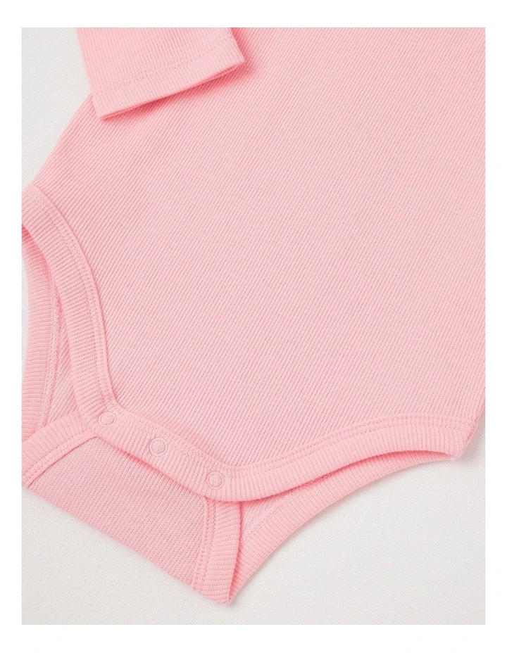 Essential Rib Solid Bodysuit in Pale Pink image 4