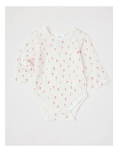 Essential Jersey Disty Floral Bodysuit in White