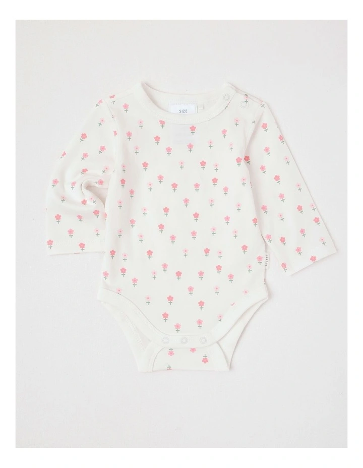 Essential Jersey Disty Floral Bodysuit in White image 1
