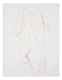 Essential Rib Daisy Coverall in White