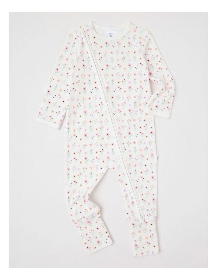 Essential Rib Daisy Coverall in White image 1