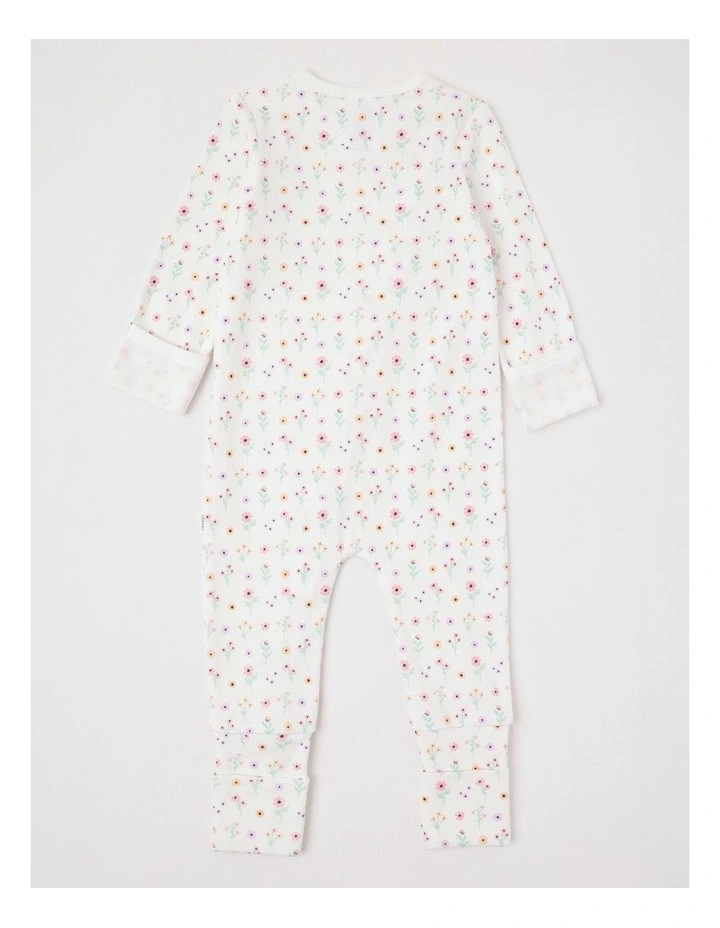 Essential Rib Daisy Coverall in White image 3