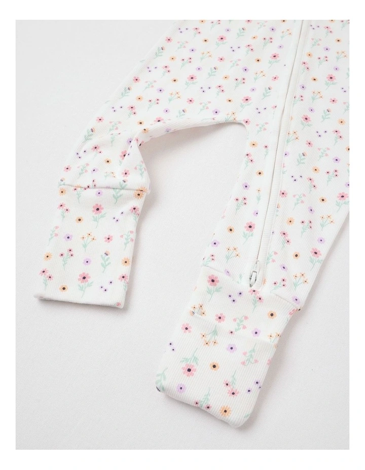 Essential Rib Daisy Coverall in White image 4