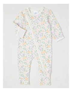 Essential Jersey Ditsy Floral Coverall in White