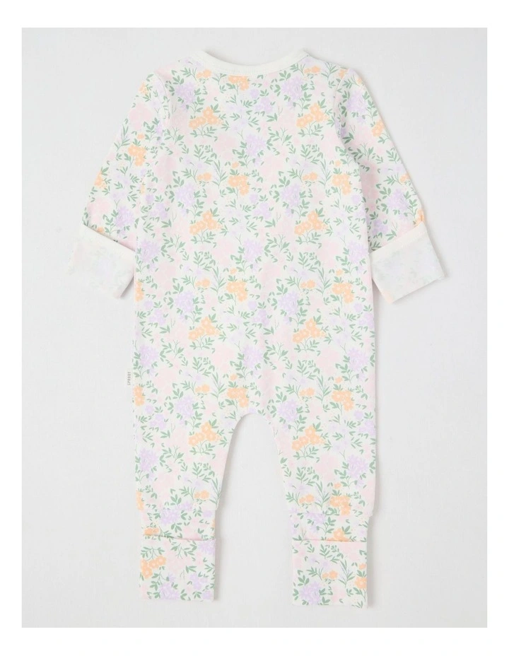 Essential Jersey Ditsy Floral Coverall in White image 3