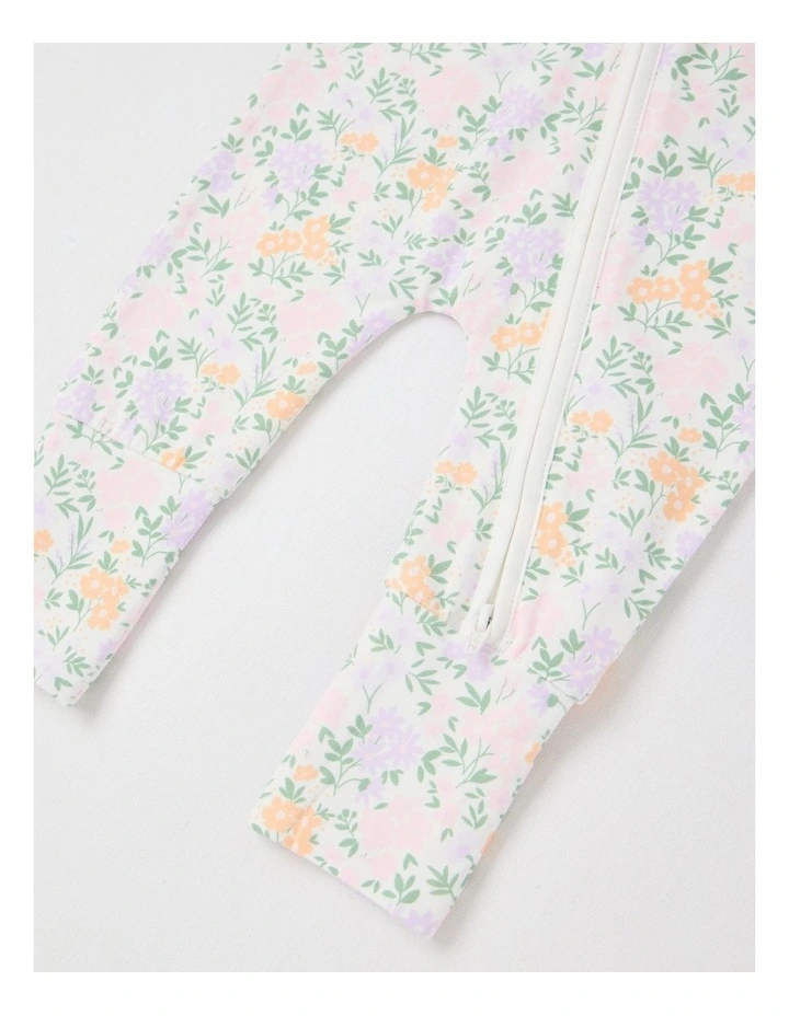 Essential Jersey Ditsy Floral Coverall in White image 4