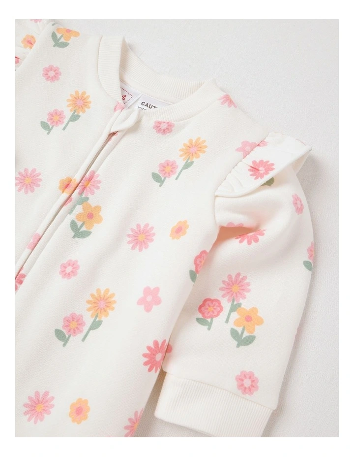 Fleece Floral Coverall in Cream image 2