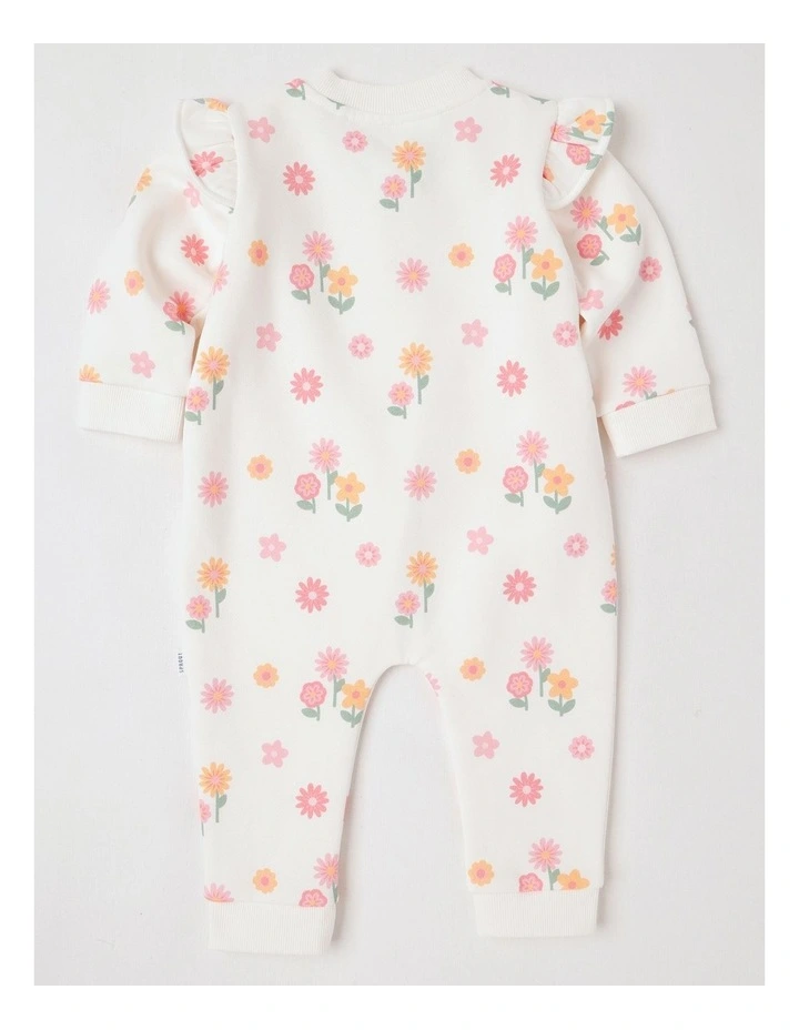 Fleece Floral Coverall in Cream image 3