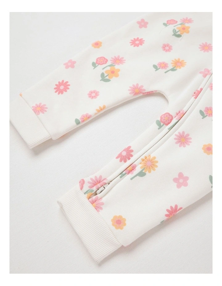 Fleece Floral Coverall in Cream image 4