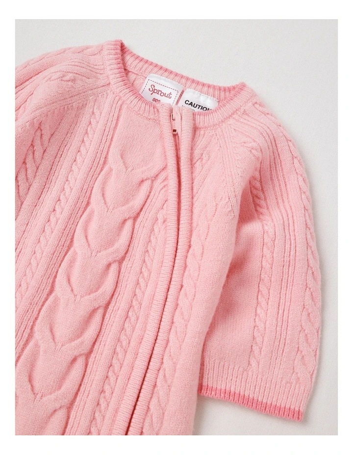 Cable Knit Coverall in Pale Pink image 2