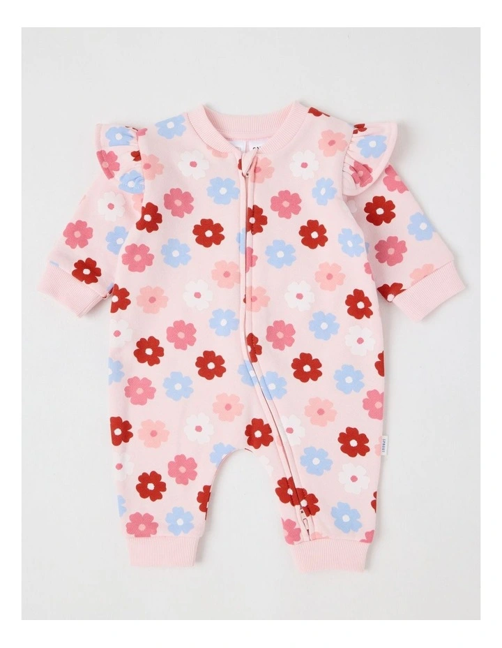 Ditsy Floral Fleece Coverall in Blush image 1