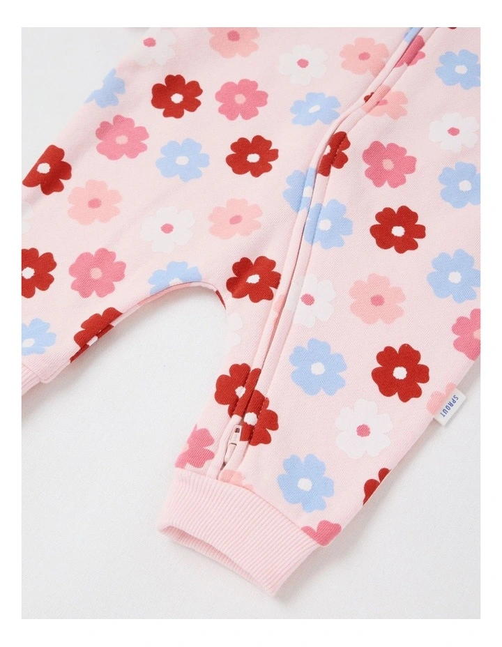 Ditsy Floral Fleece Coverall in Blush image 4