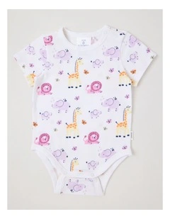 Essentials Watercolour Safari Bodysuit in White