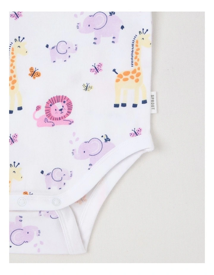 Essentials Watercolour Safari Bodysuit in White image 4