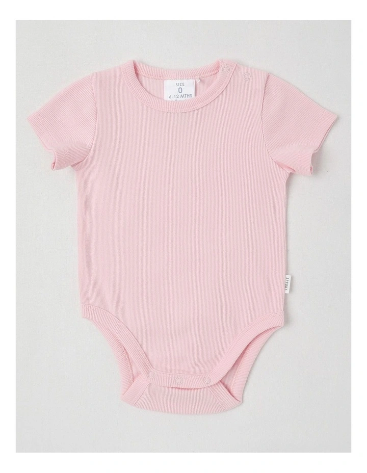 Essentials Rib Solid Bodysuit in Light Pink image 1