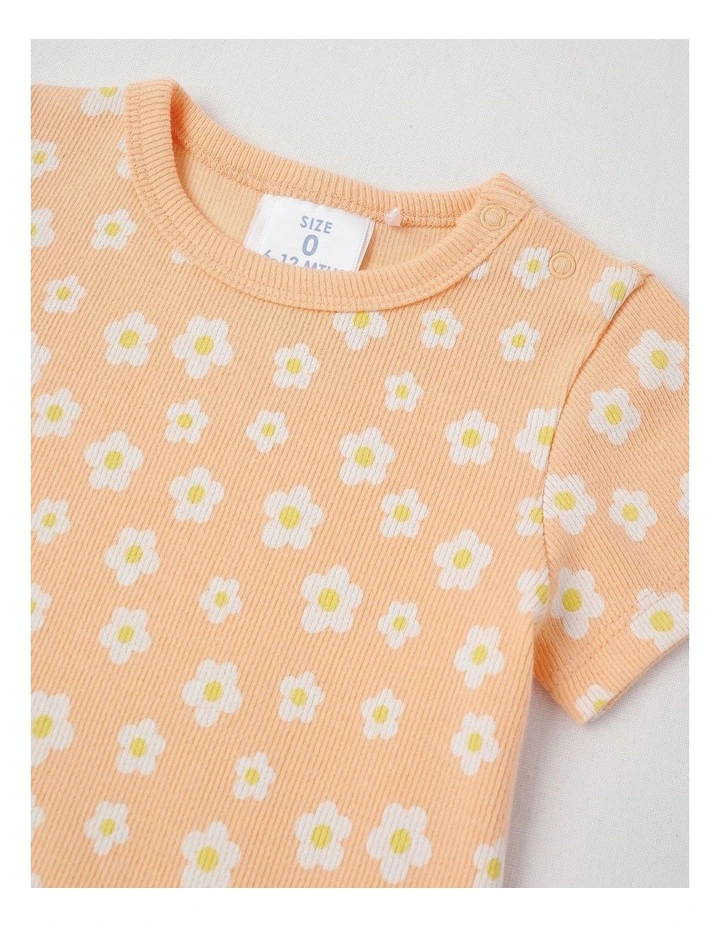 Essentials Rib Daisy Bodysuit in Peach image 2