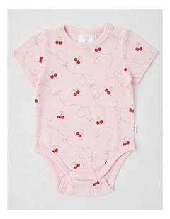 Essentials Rib Cherry Bodysuit in Blush
