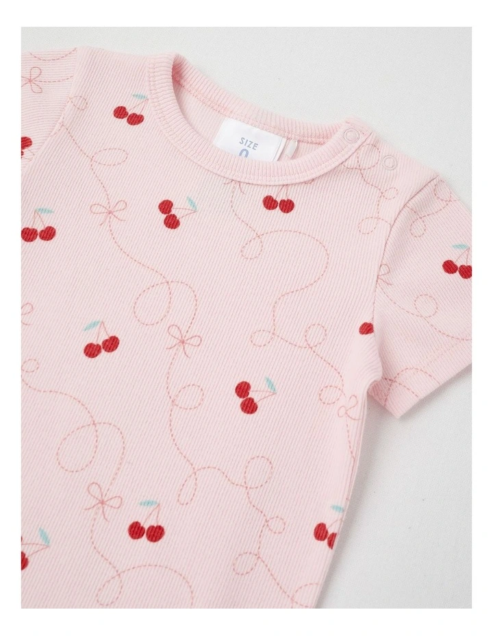 Essentials Rib Cherry Bodysuit in Blush image 2
