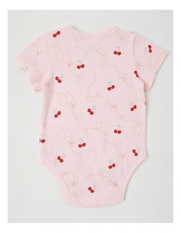 Essentials Rib Cherry Bodysuit in Blush image 3