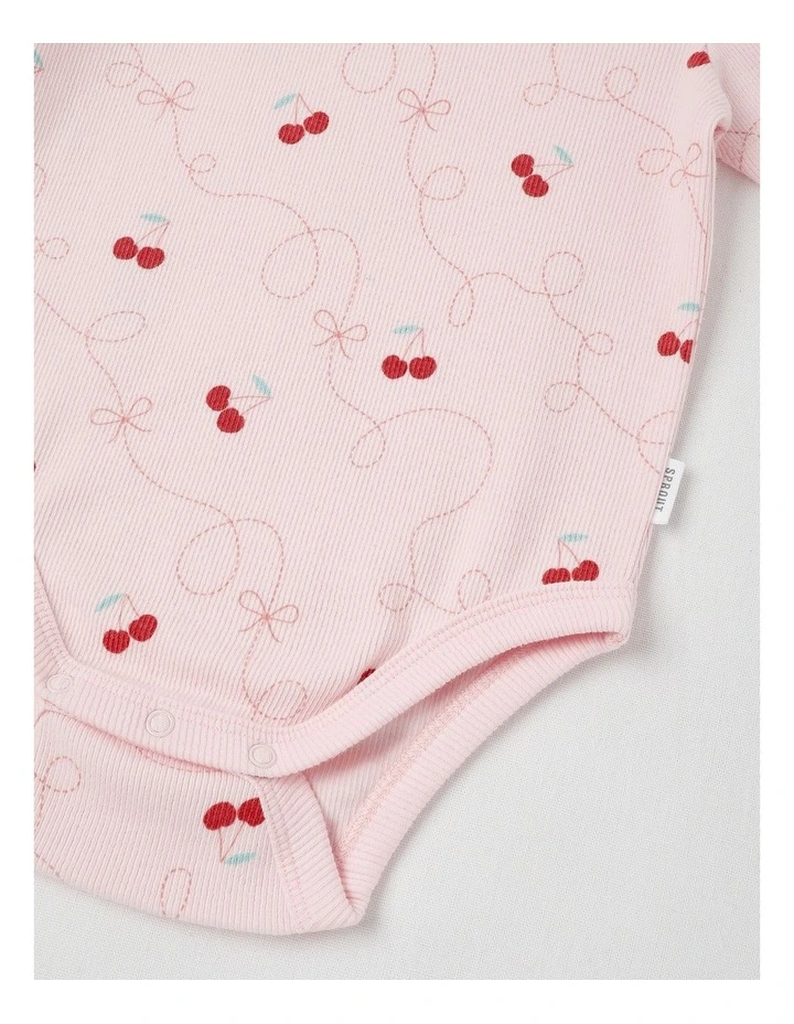 Essentials Rib Cherry Bodysuit in Blush image 4