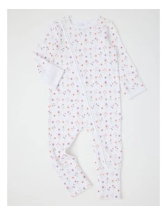 Essentials Rib Ditsy Wild Flower Coverall in White