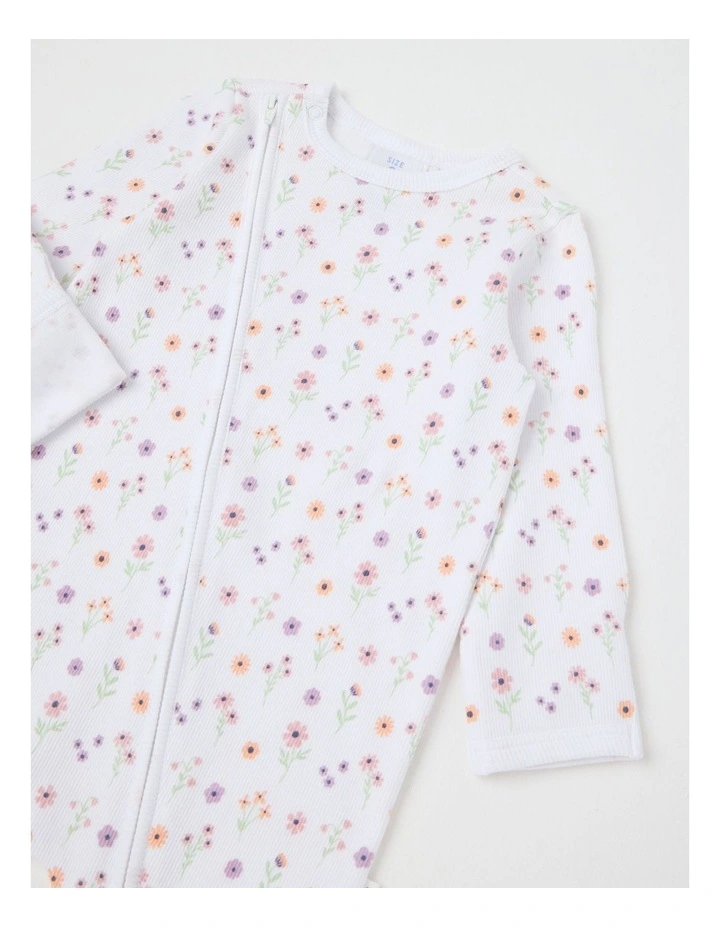 Essentials Rib Ditsy Wild Flower Coverall in White image 2