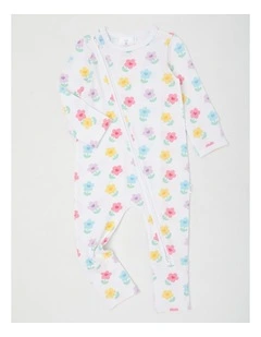 Essentials Rainbow Floral Coverall in White