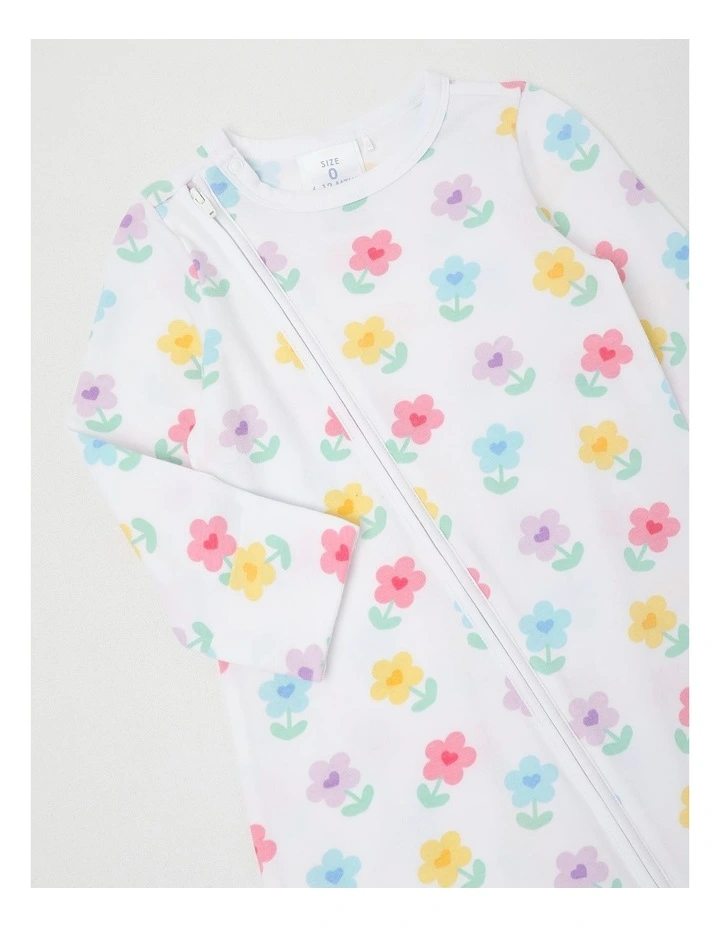 Essentials Rainbow Floral Coverall in White image 2